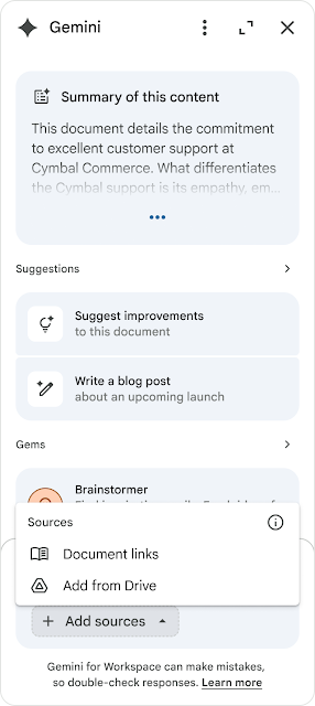The dialog in the side panel where users can choose to ground Gemini in linked files